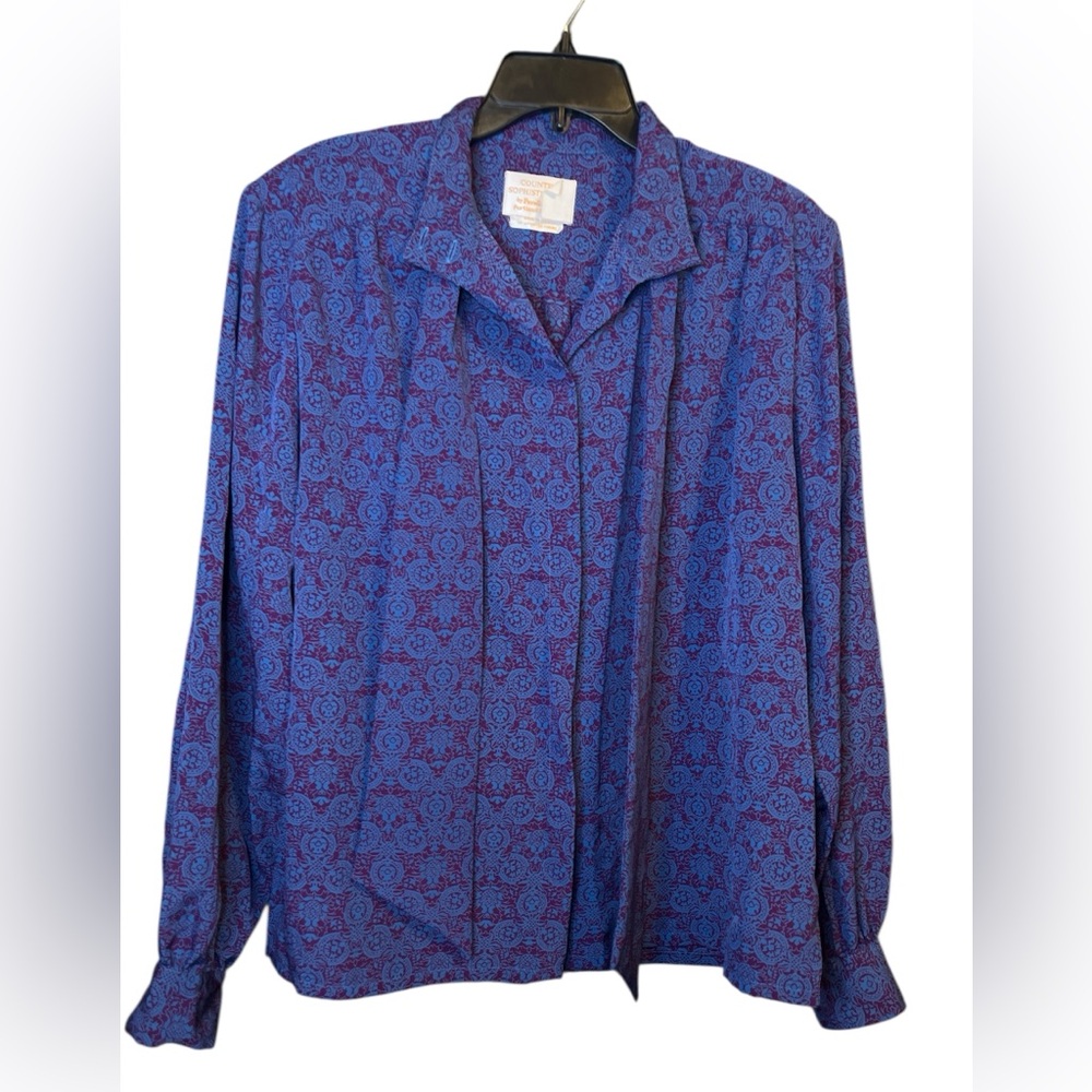 Vintage Country Sophisticates by Pendleton Blue Purple Paisley Blouse size 18